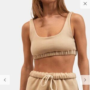 DONNI Eco Fleece Sporty Bra in Taupe size Large NEW NWT 100% cotton